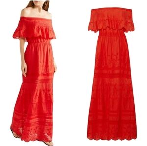 Alice + Olivia Pansy Red Off Shoulder Maxi Dress Size 2